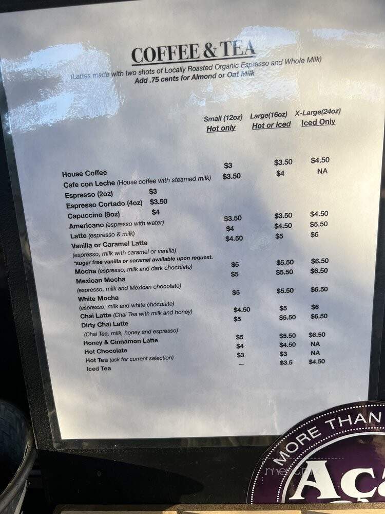 Route 6 Coffee & Smoothies - San Diego, CA menu_pic