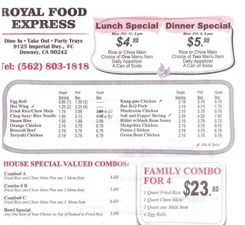 Royal Food Express - Downey, CA menu_pic