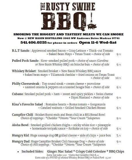 Rusty Swine - Madras, OR menu_pic