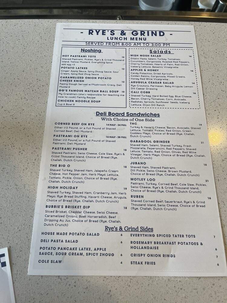 Rye's and Grind - Camp Pendleton North, CA menu_pic