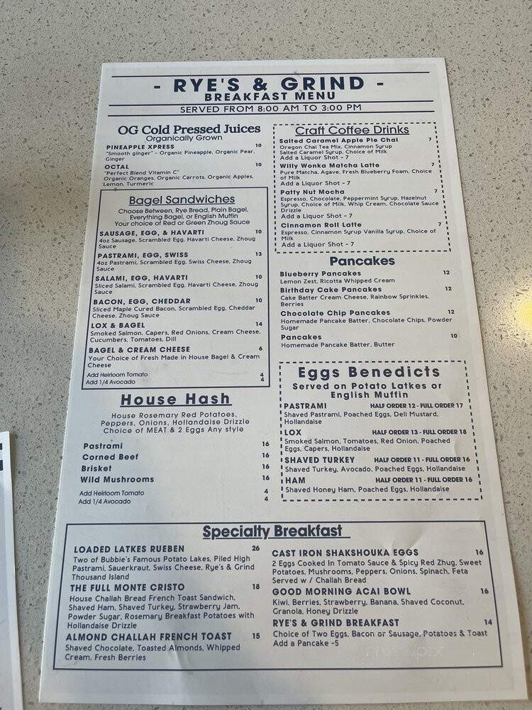 Rye's and Grind - Camp Pendleton North, CA menu_pic