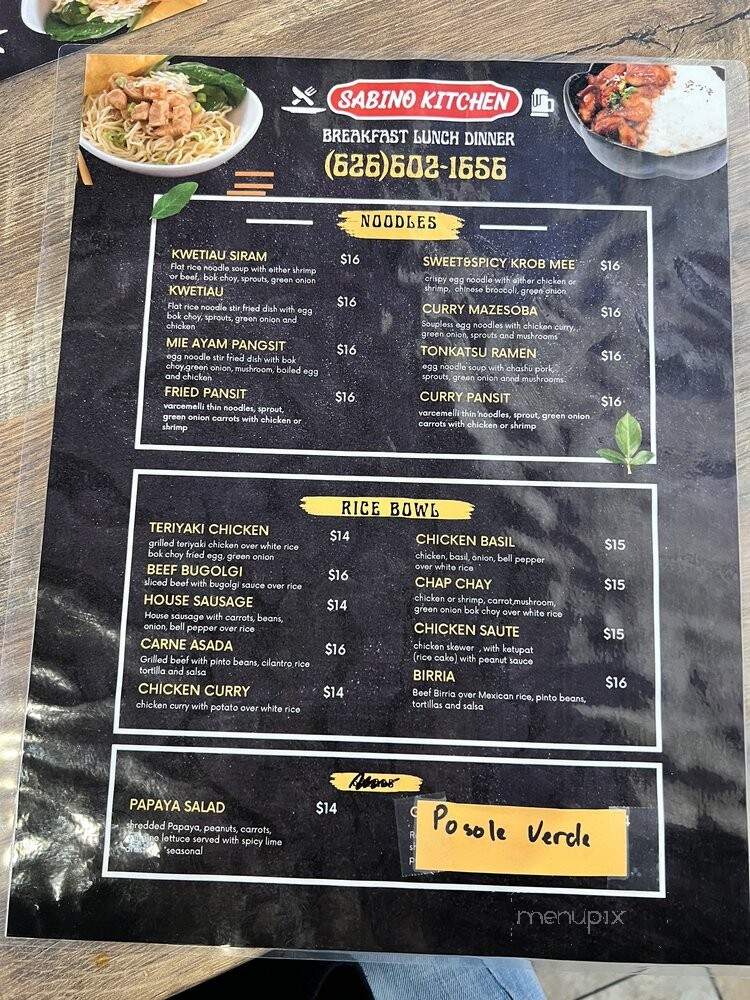 Sabino Kitchen - West Covina, CA menu_pic