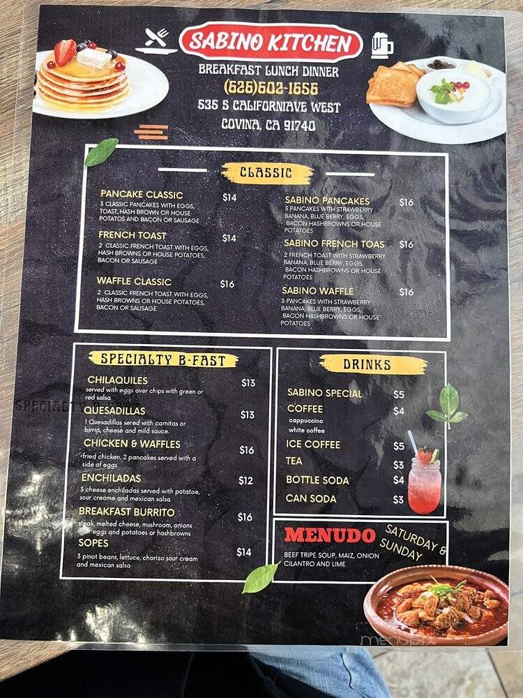 Sabino Kitchen - West Covina, CA menu_pic