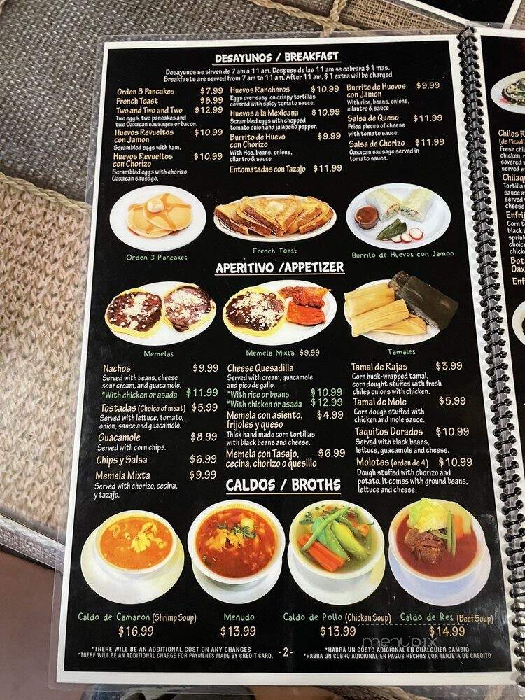 Sabores De Oaxaca - Los Angeles, CA menu_pic
