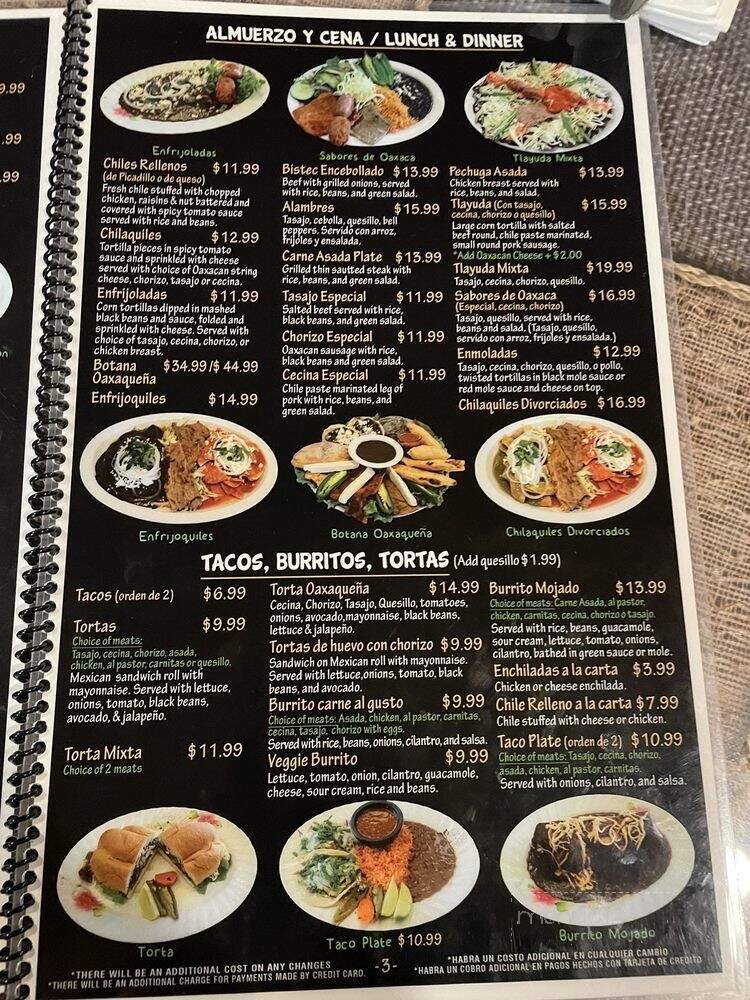 Sabores De Oaxaca - Los Angeles, CA menu_pic