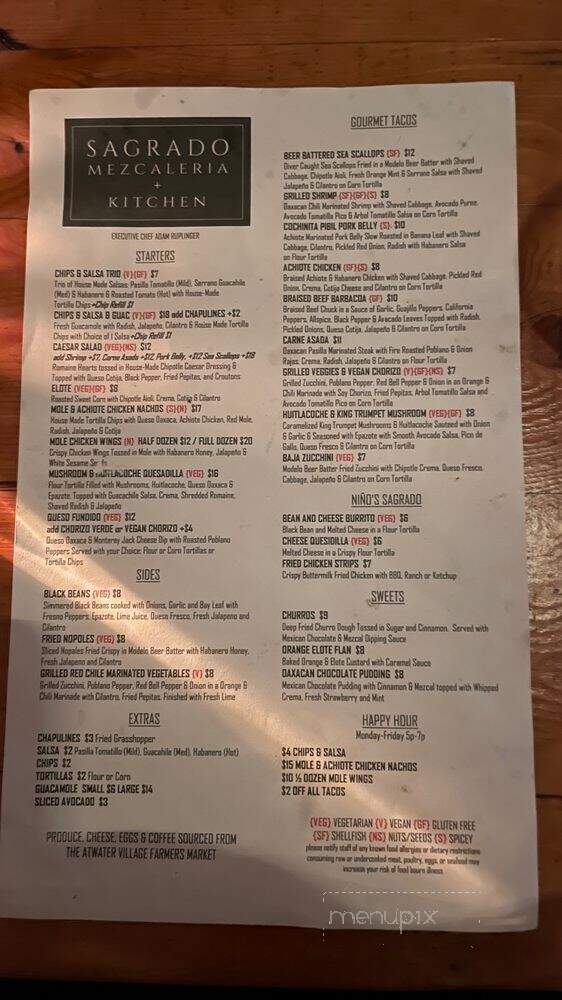 Sagrado Mezcaleria + Kitchen - Los Angeles, CA menu_pic