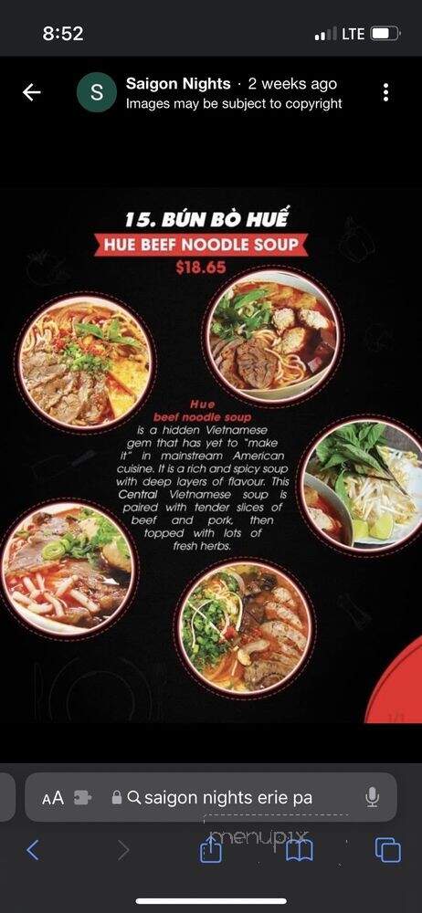 Saigon Nights - Erie, PA menu_pic