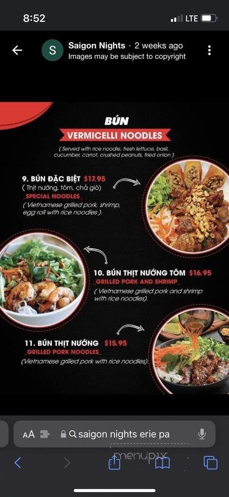 Saigon Nights - Erie, PA menu_pic