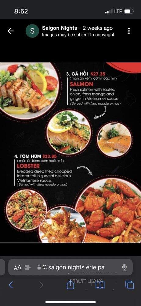 Saigon Nights - Erie, PA menu_pic
