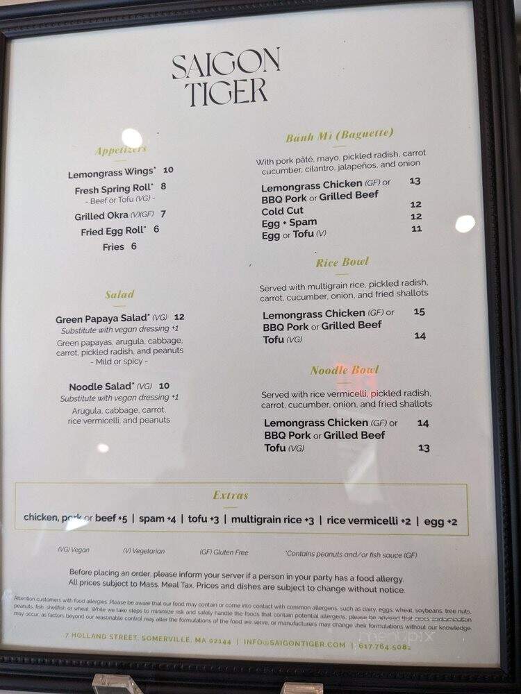 Saigon Tiger - Somerville, MA menu_pic