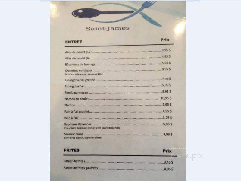 Saint-James au Bar de l'Eau - Baie-Comeau, QC menu_pic