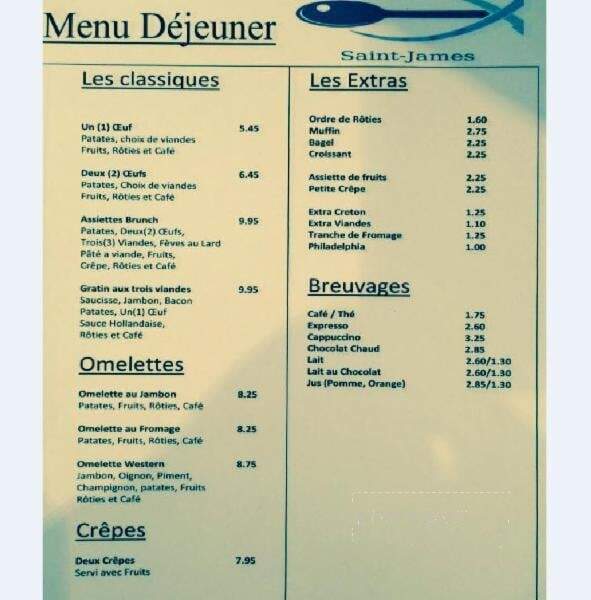Saint-James au Bar de l'Eau - Baie-Comeau, QC menu_pic