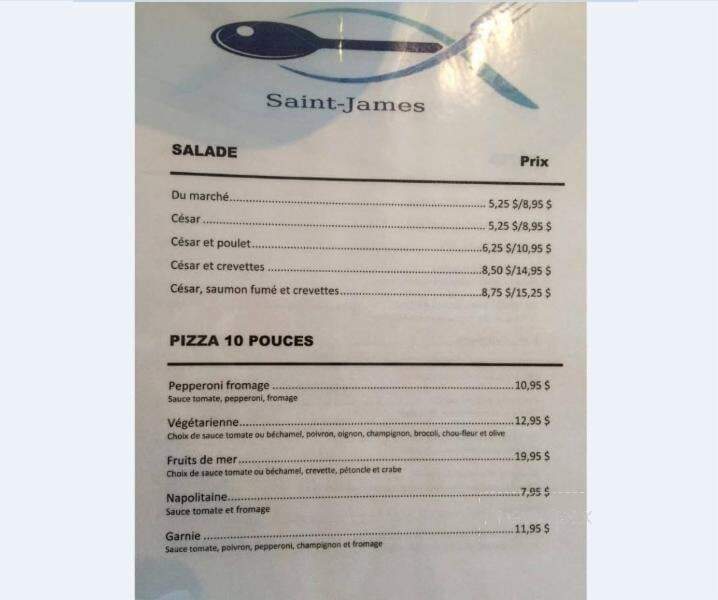 Saint-James au Bar de l'Eau - Baie-Comeau, QC menu_pic