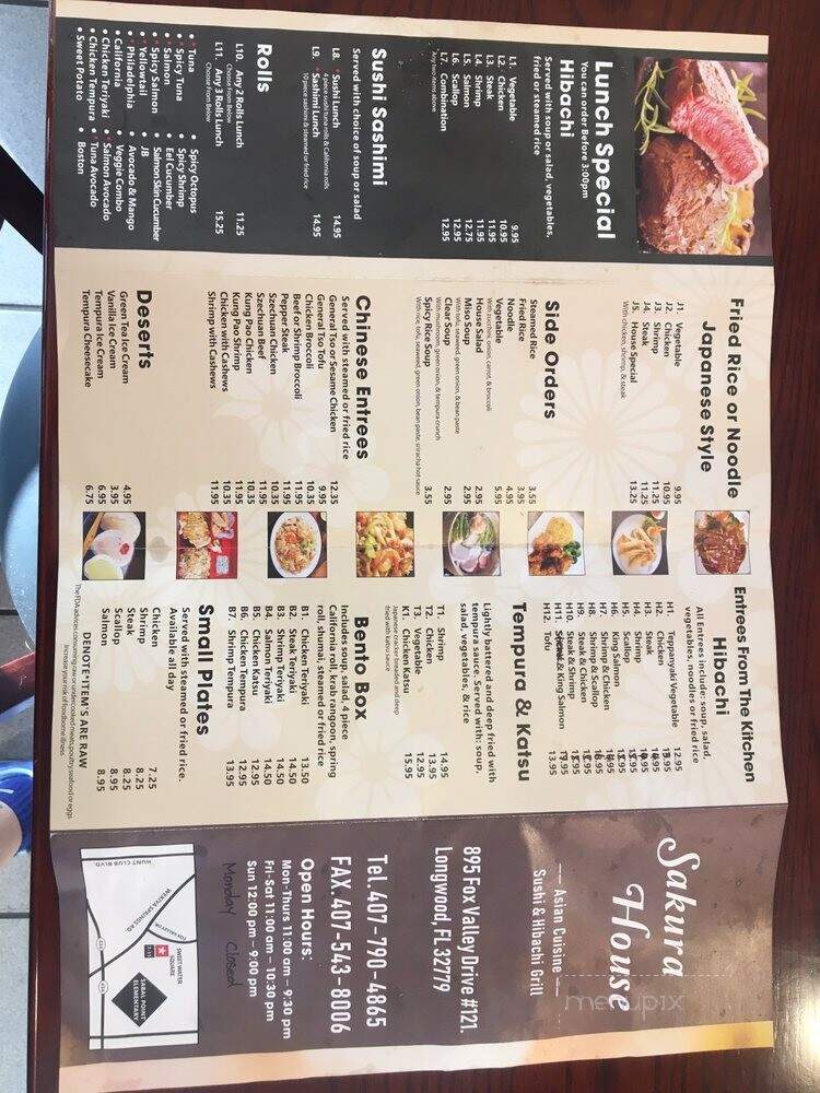 Sakura House Asian Cuisine - Longwood, FL menu_pic