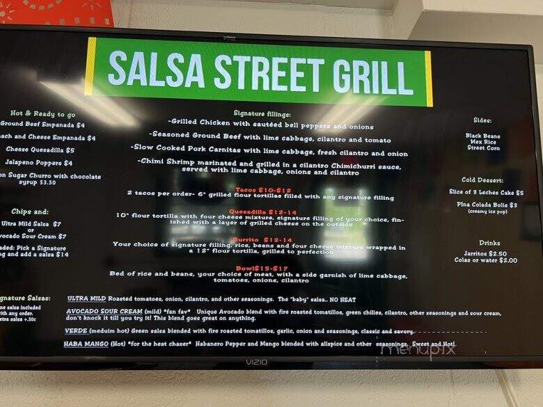 Salsa Street Grill - Madison, VA menu_pic