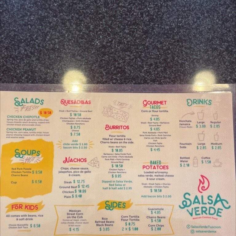 Salsa Verde Restaurant - Tucson, AZ menu_pic