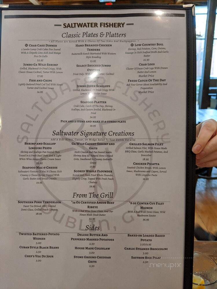 Saltwater Fishery - Dublin, GA menu_pic