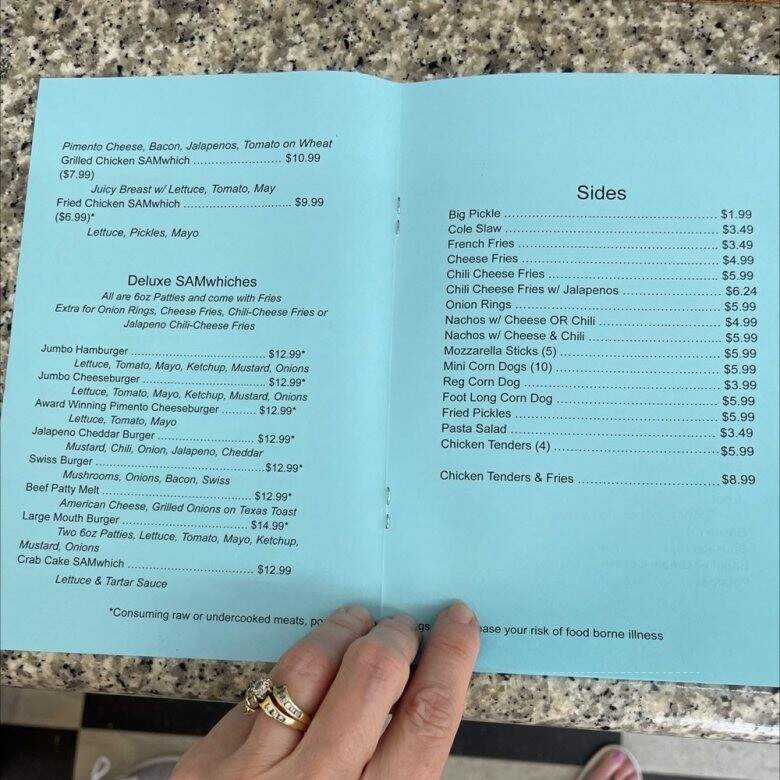 Sam's Corner - Murrells Inlet, SC menu_pic