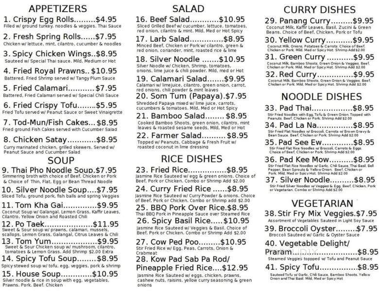 S & L Thai Restaurant - Fairfield, CA menu_pic