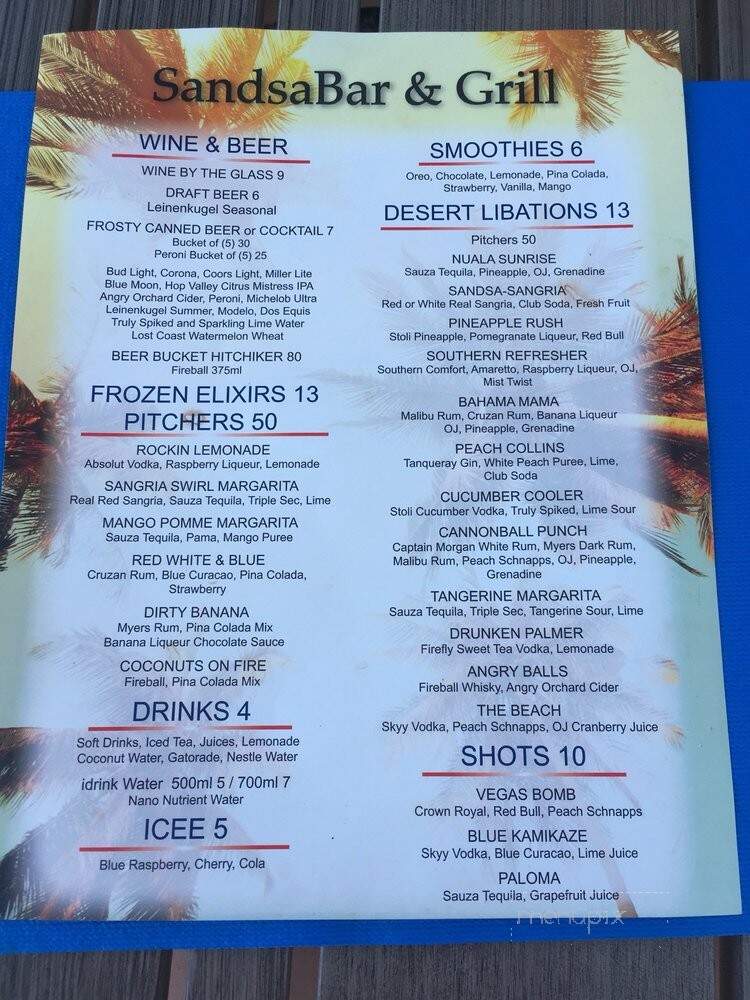 Sandsabar - Henderson, NV menu_pic