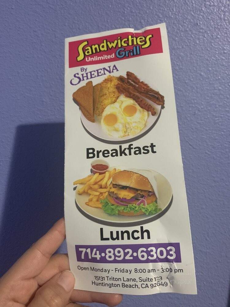 Sandwiches Unlimited - Huntington Beach, CA menu_pic