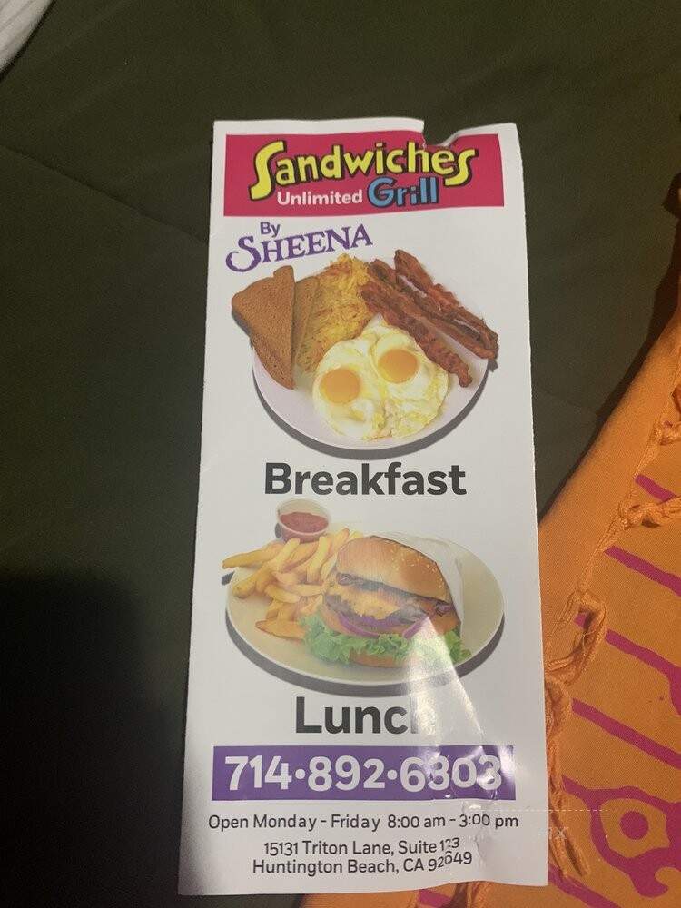 Sandwiches Unlimited - Huntington Beach, CA menu_pic