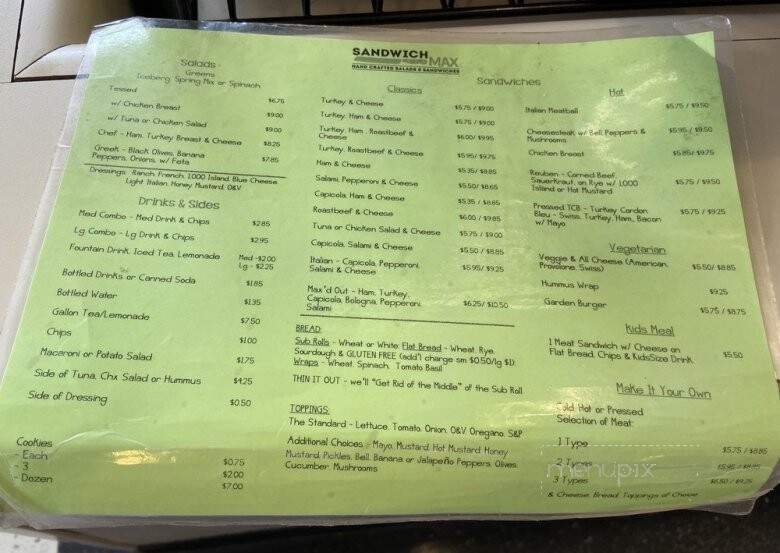 Sandwich Max - Charlotte, NC menu_pic