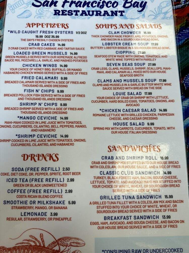 San Francisco Bay Restaurant - Paradise, NV menu_pic
