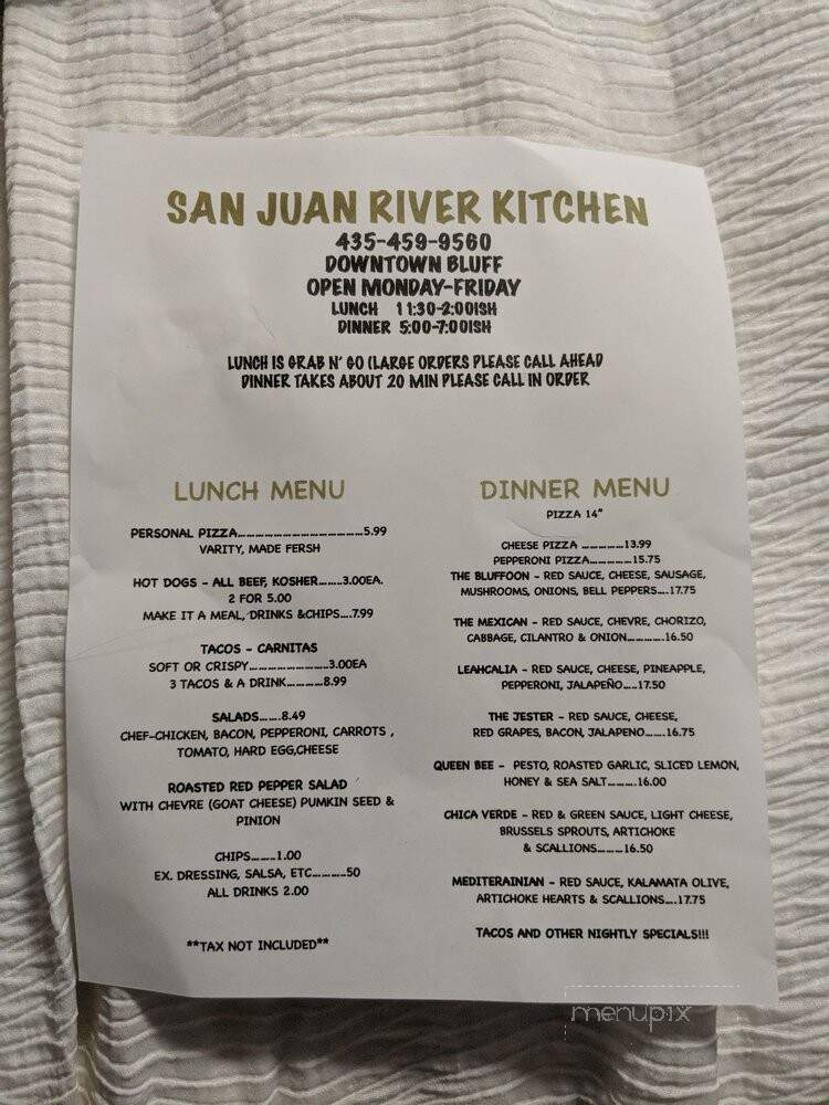 san Juan River Kitchen - St George, UT menu_pic