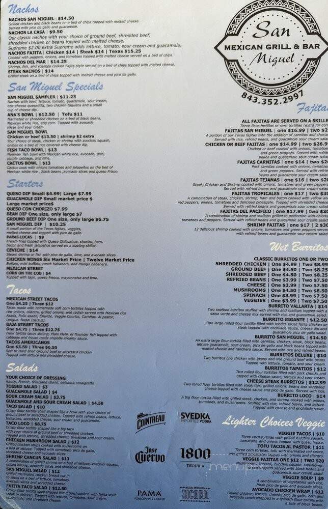 San Miguel Mexican Grill and Bar - Mount Pleasant, SC menu_pic