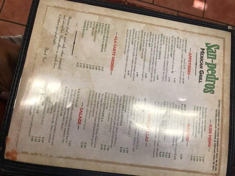 San Pedros Mexican Grill - Greenville, AL menu_pic