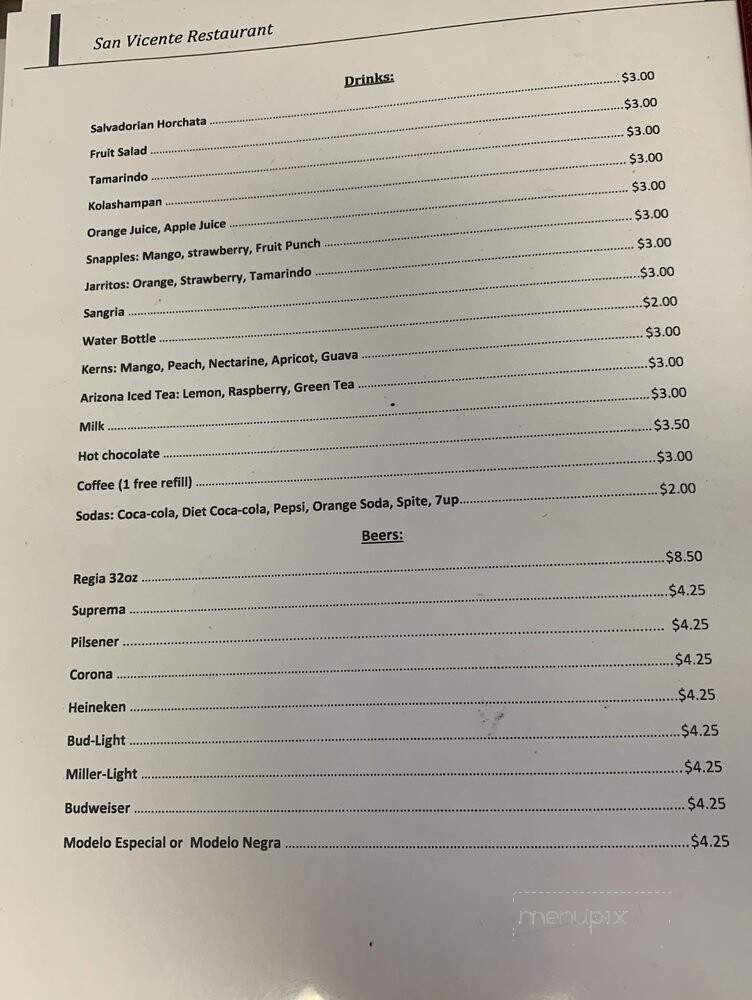 San Vicentes Restaurtant Mxcn - San Leandro, CA menu_pic