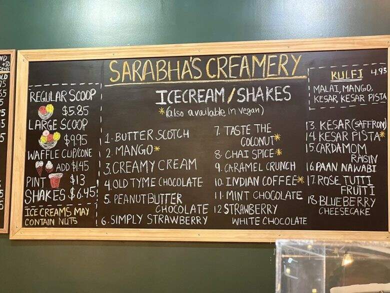 Sarabhas Creamery - Nashville, TN menu_pic