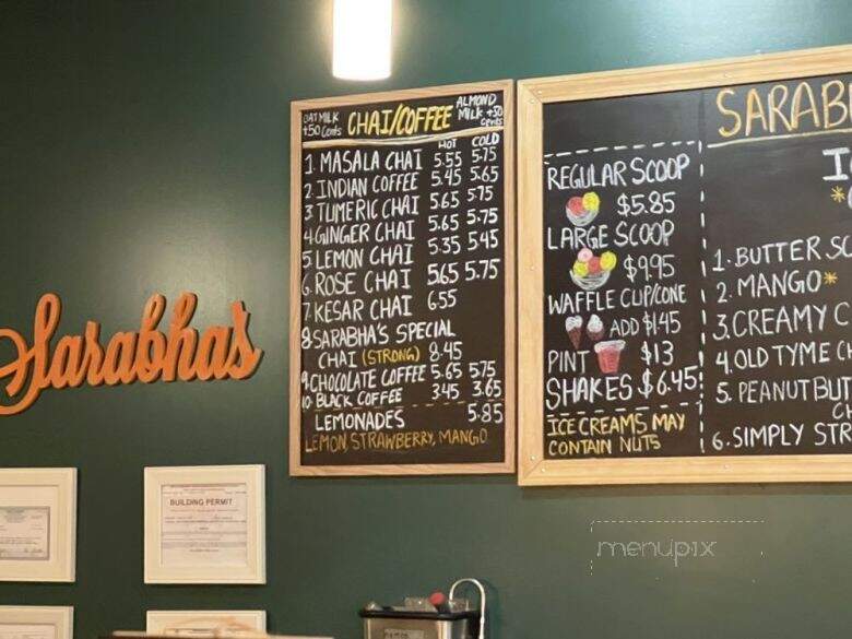 Sarabhas Creamery - Nashville, TN menu_pic