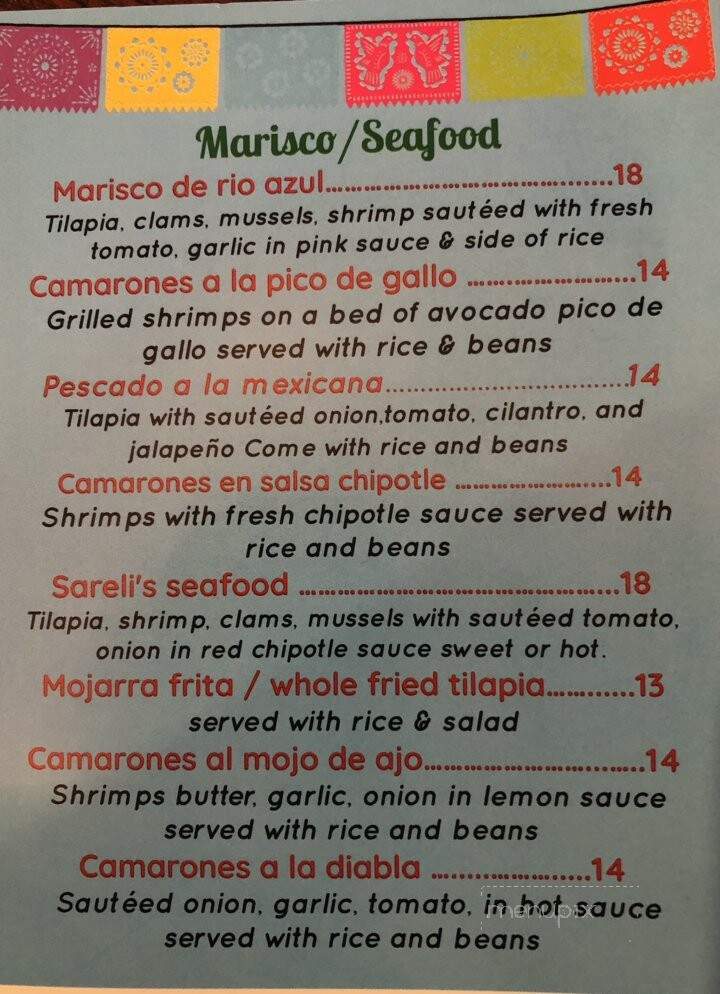 Sareli Mexican Restaurant - Manahawkin, NJ menu_pic