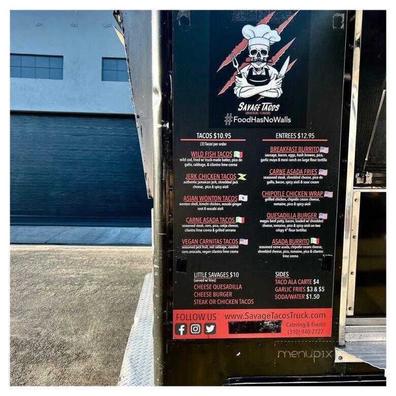 Savage Tacos Truck - Los Angeles, CA menu_pic