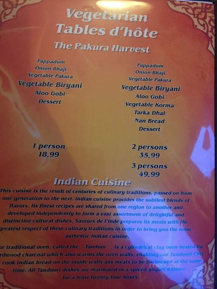 Saveur De L'Inde - Quebec, QC menu_pic
