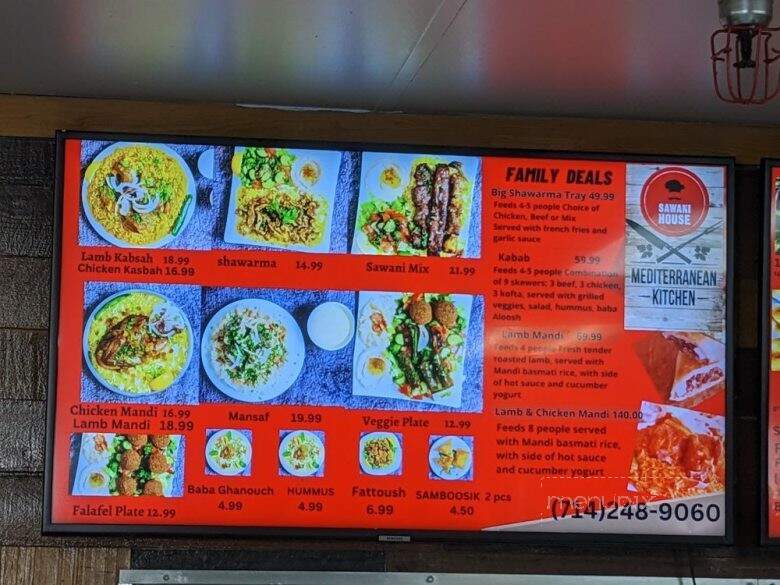 Sawani House - Westminster, CA menu_pic