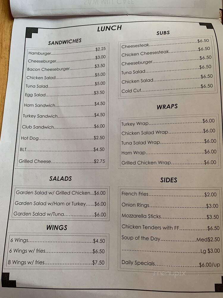 Sawmill Cafe - Baltimore, MD menu_pic