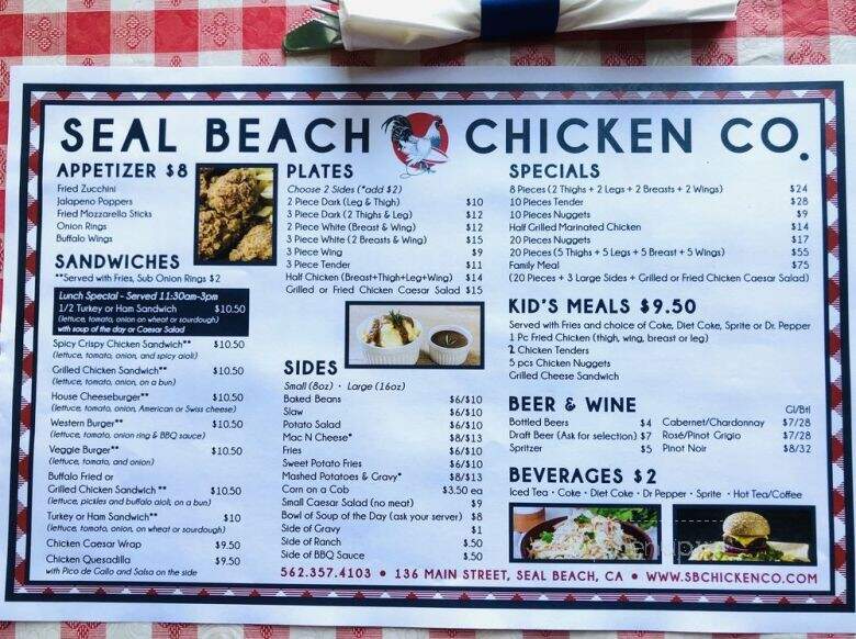 SB Chicken Co - Seal Beach, CA menu_pic
