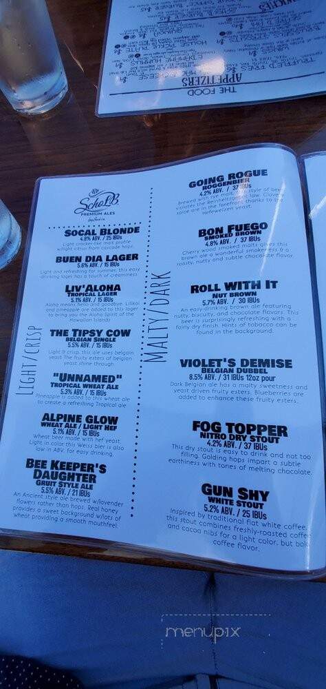 Scholb Premium Ales - Long Beach, CA menu_pic