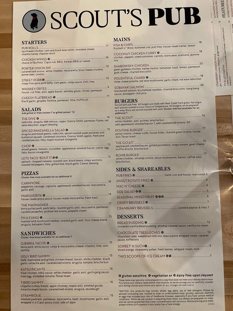 Scout's Pub - Nashville, TN menu_pic