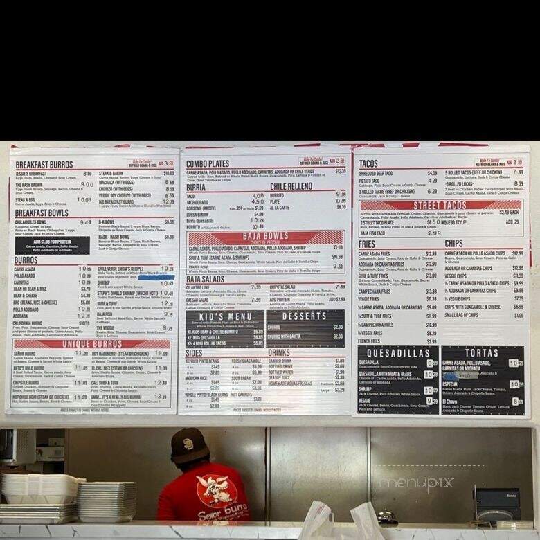 Senor Burro - San Diego, CA menu_pic