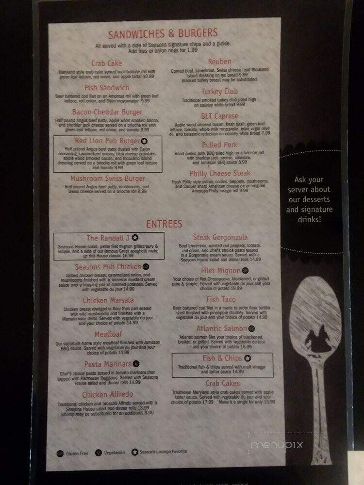 Season's - Harrisburg, PA menu_pic