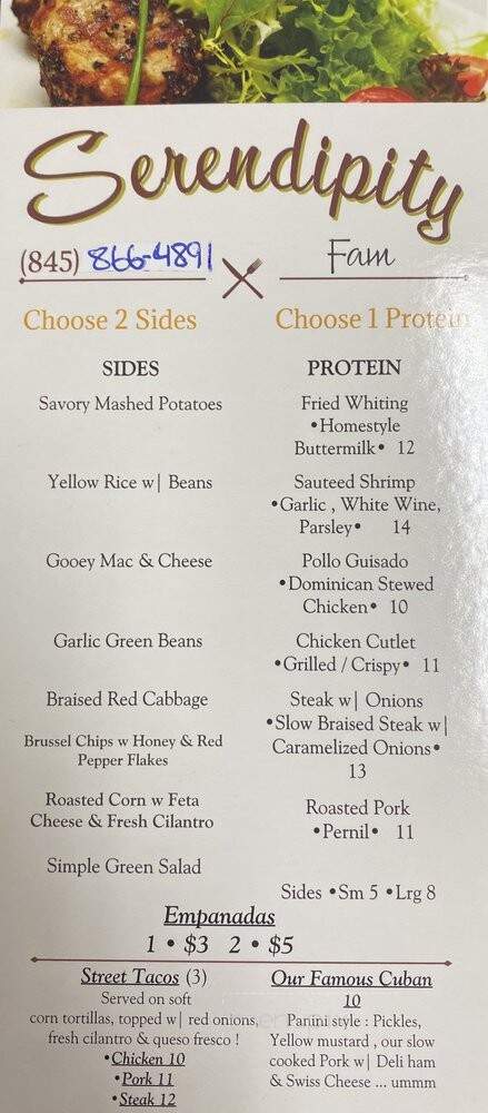 Serendipity Fam - Liberty, NY menu_pic