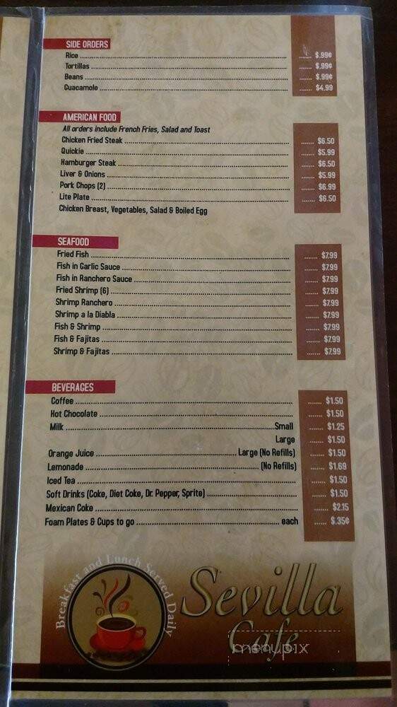 Sevilla Restaurant - Weslaco, TX menu_pic