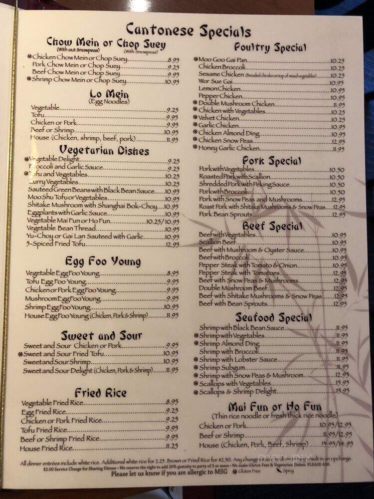 Shangri-La Restaurant - Sarasota, FL menu_pic