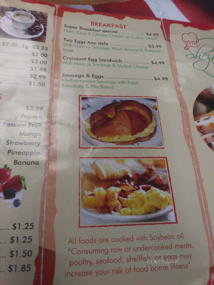 Shez Carvel - Pompano Beach, FL menu_pic