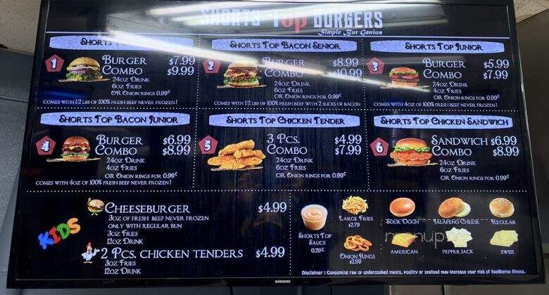 Shorts Top Burgers - Huntsville, TX menu_pic