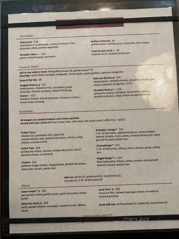 Shredders Public House - Bella Vista, AR menu_pic